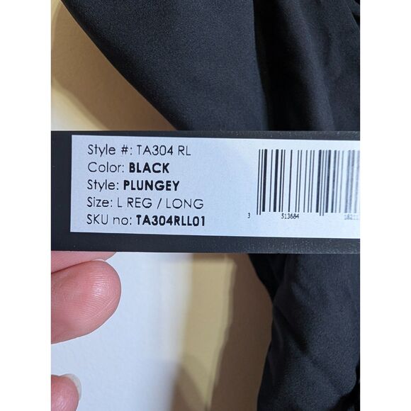 Black Corset Back Shaping Swimsuit Large TA3 Plungey One Piece REG/LONG NWT - Picture 5 of 7